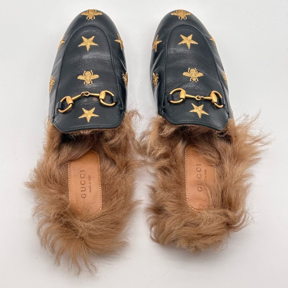 Gucci Princetown Horsebit Embroidered Bees Stars Leather
Loafer Mule EU 37.5 - Picture 4 of 13